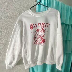 white red rabbit graphic sweatshirt